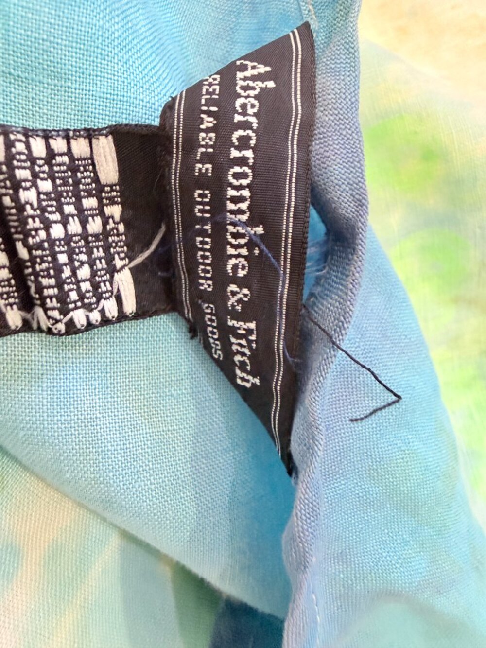 Abercrombie & Fitch Y2K 100% Linen Blue & Yellow Slip Dress Size Small Sundress - Picture 10 of 10